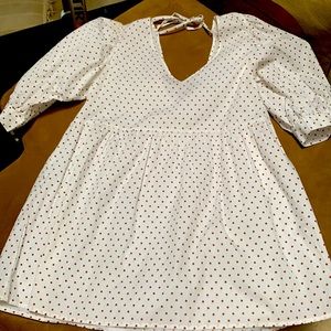 White with brown polka dot ASOS dress size 10